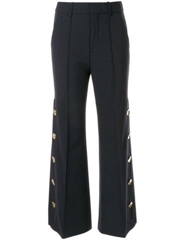 Portspure Buttoned Sides Flared Trousers - Black