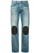 Tu Es Mon Trésor Tulle Knee Patch Boyfriend Jeans Short Length - Blue