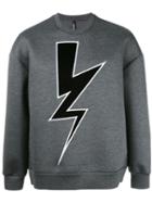 Neil Barrett Lightning Bolt Sweatshirt, Men's, Size: Large, Grey, Viscose/polyurethane