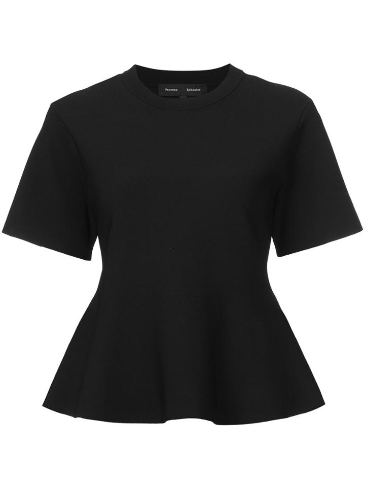Proenza Schouler Short Sleeve Flare Knit Top - Black