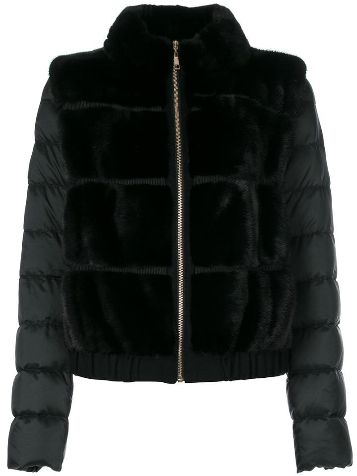 Liska - Padded Sleeve Fur Jacket - Women - Mink Fur/polyester/cashmere/goose Down - M, Black, Mink Fur/polyester/cashmere/goose Down