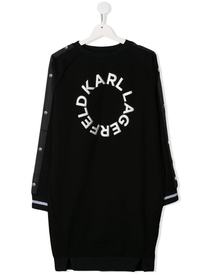 Karl Lagerfeld Kids Teen Embroidered Logo Sweat Dress - Black