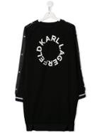 Karl Lagerfeld Kids Teen Embroidered Logo Sweat Dress - Black