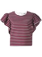 Msgm - Ruffled Sleeve Striped Blouse - Women - Cotton/polyimide/polyester/spandex/elastane - 42, Red, Cotton/polyimide/polyester/spandex/elastane