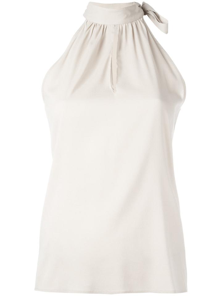 Eleventy Halter Neck Top With Tie Fastening, Women's, Size: 44, Beige, Silk/spandex/elastane