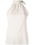 Eleventy Halter Neck Top With Tie Fastening, Women's, Size: 44, Beige, Silk/spandex/elastane