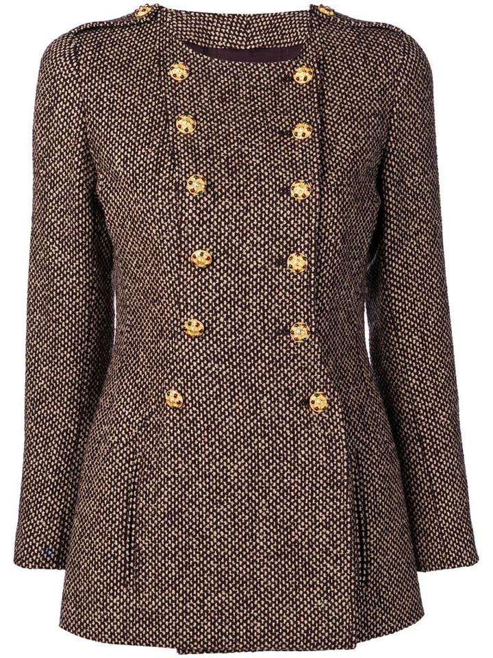 Chanel Pre-owned 1996's Checked Double Breasted Jacket - Brown
