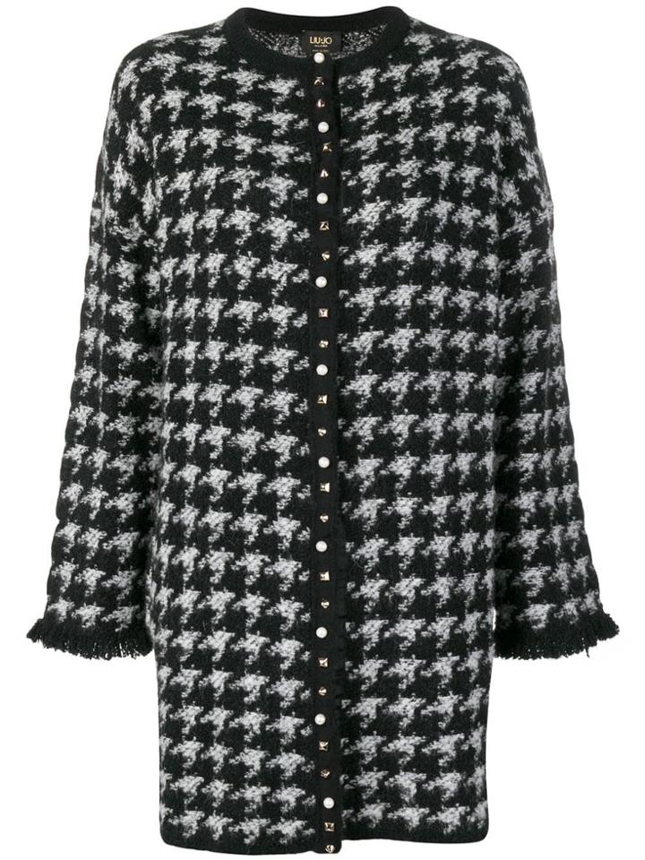 Liu Jo Houndstooth Print Coat - Black