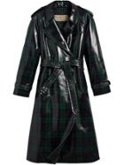 Burberry Patent Tartan Trench Coat - Blue