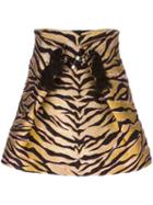 Kenzo 'tiger Stripes' Skirt, Women's, Size: 36, Nude/neutrals, Silk/cotton/acrylic/wool