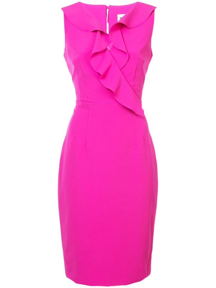 Milly Ruffle Trim Pencil Dress - Pink & Purple