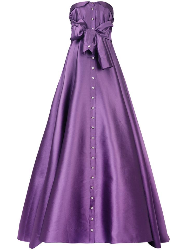 Alexis Mabille Strapless Buttoned Gown - Pink & Purple