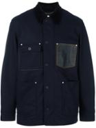 Coach Boxy Jacket, Men's, Size: 50, Blue, Cotton/leather/nylon/wool