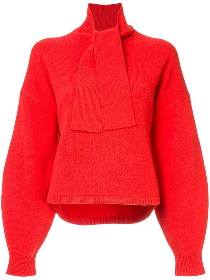 Tibi Tie Collar Jumper - Red