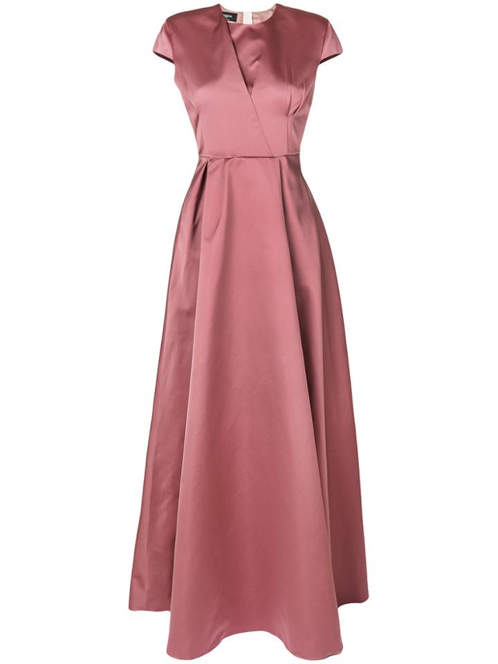 Rochas Short Sleeve Satin Gown - Pink & Purple