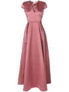 Rochas Short Sleeve Satin Gown - Pink & Purple