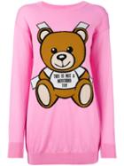 Moschino Toy Bear Paper Cut Out Sweater Dress, Women's, Size: Xxs, Pink/purple, Cotton