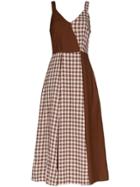 Rejina Pyo Check Panel Midi Dress - Brown