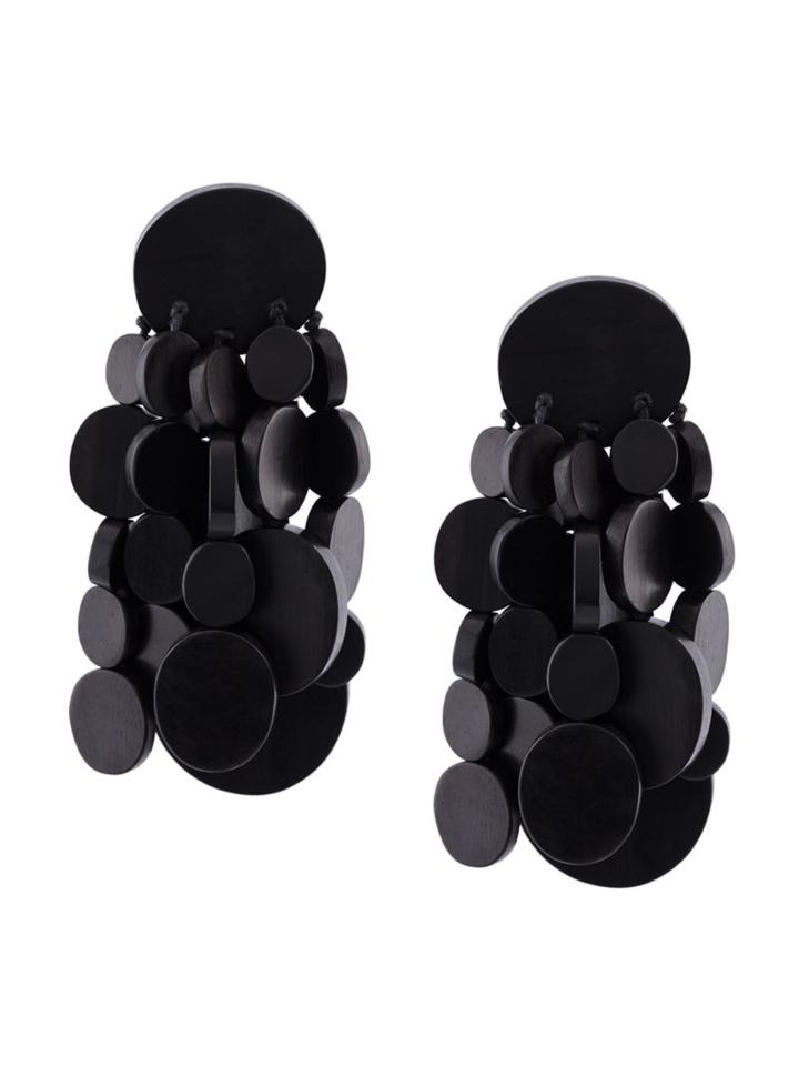 Monies Disc Tassel Clip On Earrings, Women's, Black