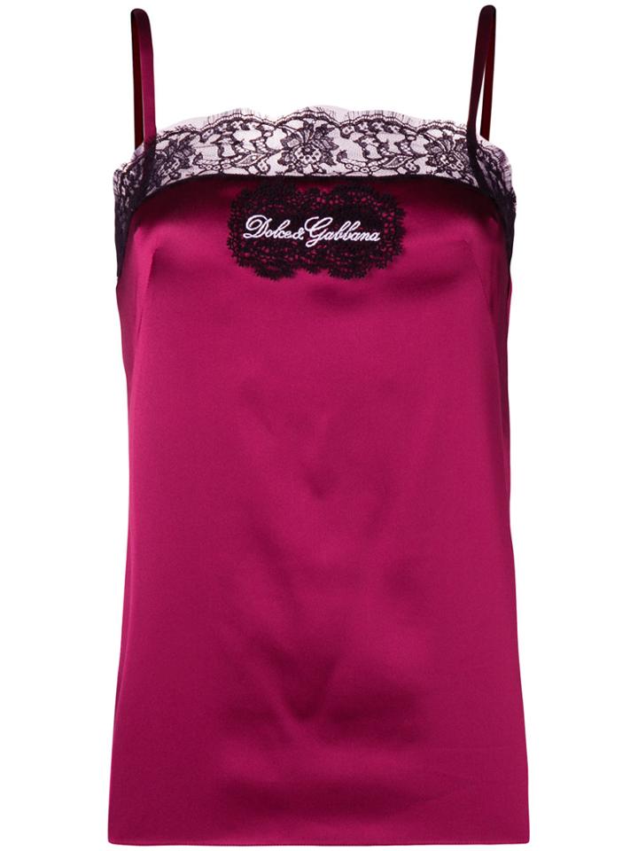 Dolce & Gabbana Lace Trimmed Camisole - Pink & Purple