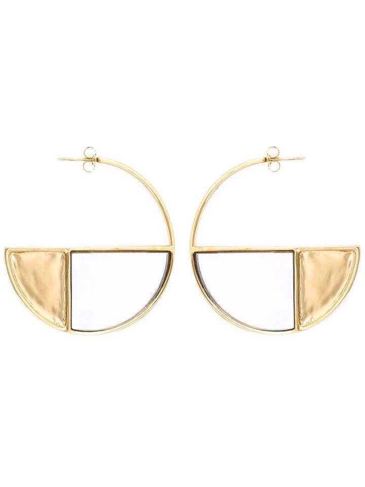Aurelie Bidermann Bianca Reversible Mirror Hoop Earrings, Women's, Metallic, Gold Plated Brass/glass