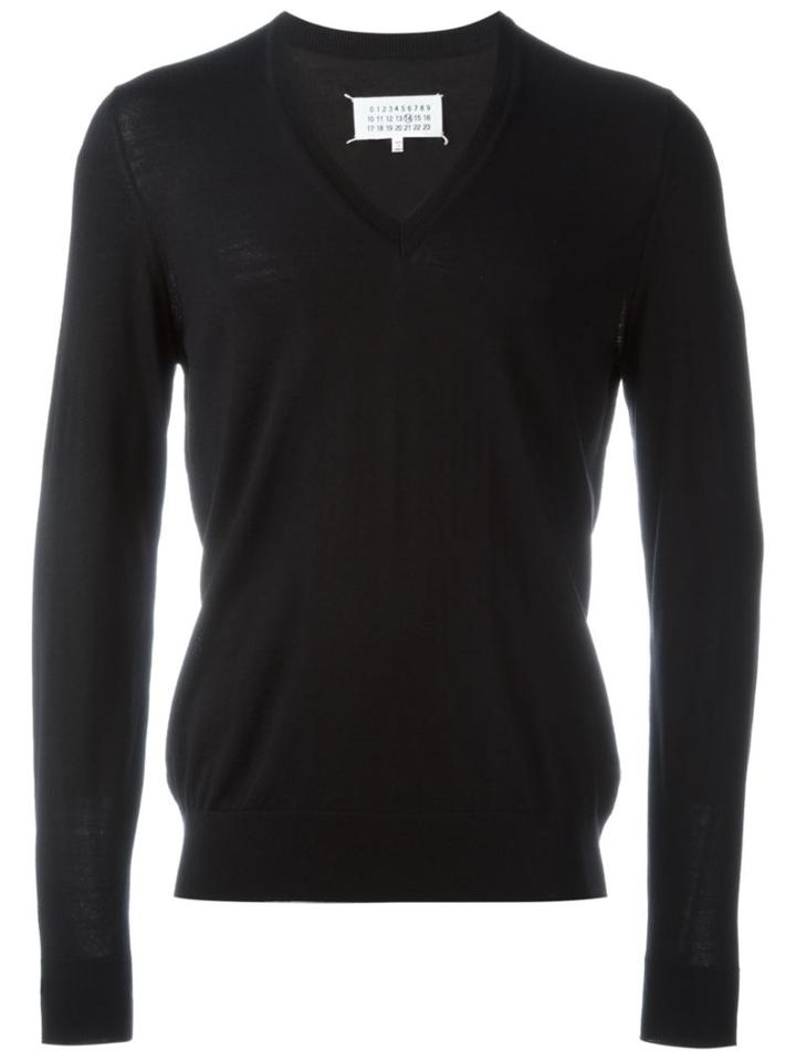 Maison Margiela V-neck Jumper, Men's, Size: Small, Black, Wool