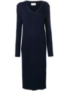 Ami Alexandre Mattiussi Long Dress V Collar - Blue