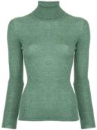Seya. Ribbed Turtle Neck Jumper - Green