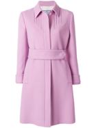 Prada Belted Single Breasted Coat - Pink & Purple