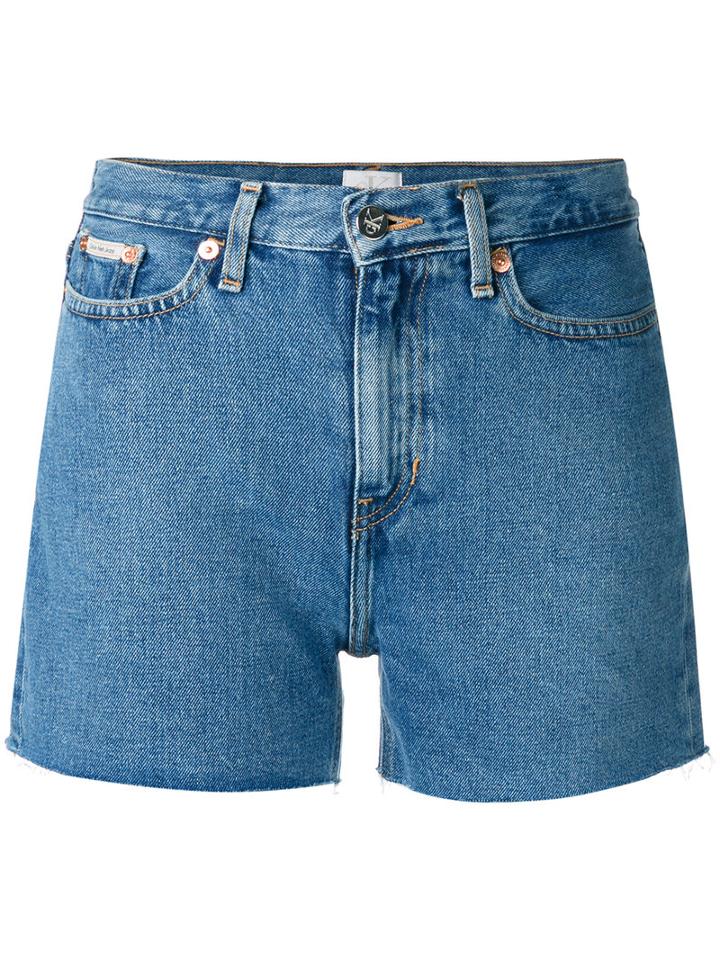 Calvin Klein Jeans - Cut-off Shorts - Women - Cotton - 25, Blue, Cotton