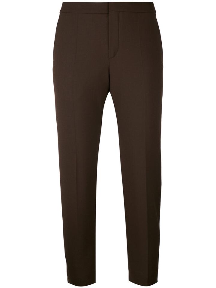 Chloé - Slim Cropped Trousers - Women - Silk/spandex/elastane/acetate/virgin Wool - 40, Brown, Silk/spandex/elastane/acetate/virgin Wool