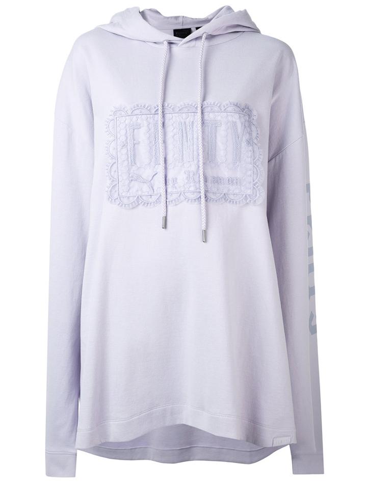 Fenty X Puma - Embroidered Hooded Sweatshirt - Women - Cotton/spandex/elastane - S, Pink/purple