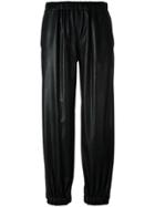 Mm6 Maison Margiela Faux Leather Track Pants - Black