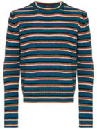 Prada Stripe Knitted Virgin Wool Jumper - Blue