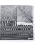 Lanvin Chevron Stripe Pattern Scarf, Men's, White, Silk