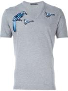 Dolce & Gabbana Bird Appliqué T-shirt, Men's, Size: 50, Grey, Cotton