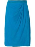 Yves Saint Laurent Pre-owned Draped Front Leather Skirt - Blue