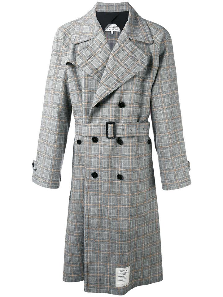 Maison Margiela Re-edition Checked Trench Coat, Men's, Size: 48, Beige, Wool/spandex/elastane/cotton