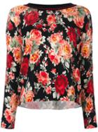 Twin-set - Floral Printed Top - Women - Polyester/wool - S, Black, Polyester/wool
