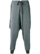 Greg Lauren - Drop-crotch Drawstring Trousers - Men - Silk/cotton/wool - 3, Blue, Silk/cotton/wool