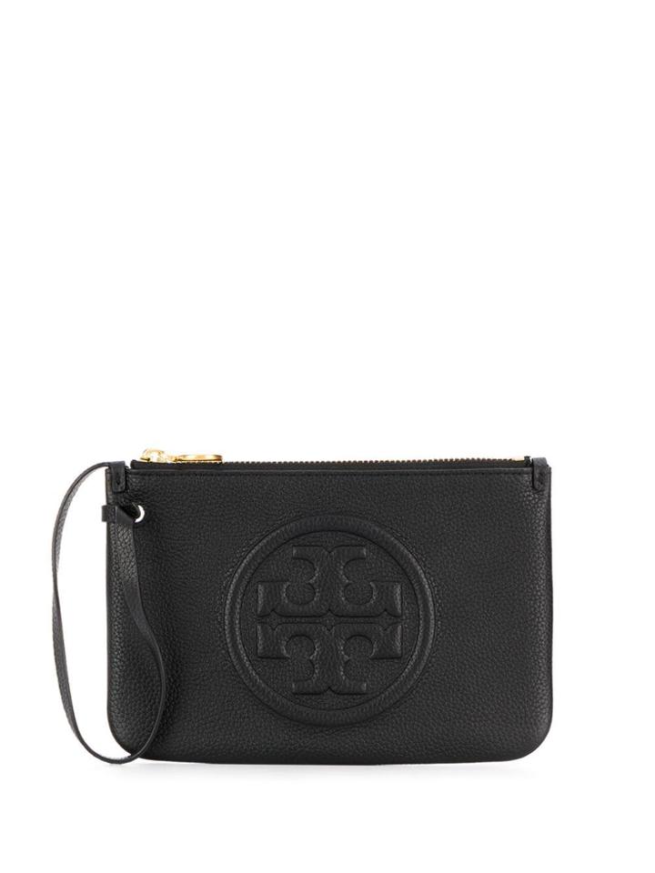 Tory Burch Embossed Logo Clutch - Black
