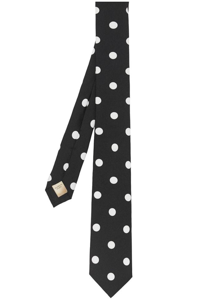 Burberry Slim Cut Spot Print Silk Tie - Black