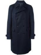 Z Zegna Double Breasted Coat, Men's, Size: 50, Blue, Cotton/spandex/elastane/cupro/wool