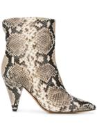 The Seller Pointed Snakeskin Effect Boots - Grey
