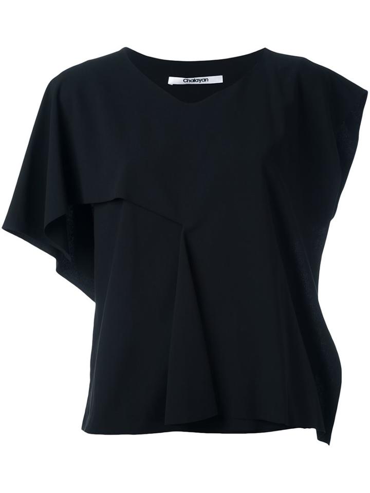 Chalayan Slash-sleeve Top, Women's, Size: 42, Black, Polyester/polyurethane/rayon