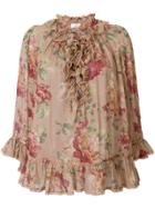 Msgm Layered Floral Blouse With Scarf Tie - Multicolour