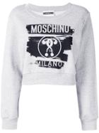 Moschino Cropped Logo Sweatshirt - Grey