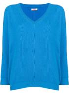Liska V-neck Long Sleeved Sweater - Blue