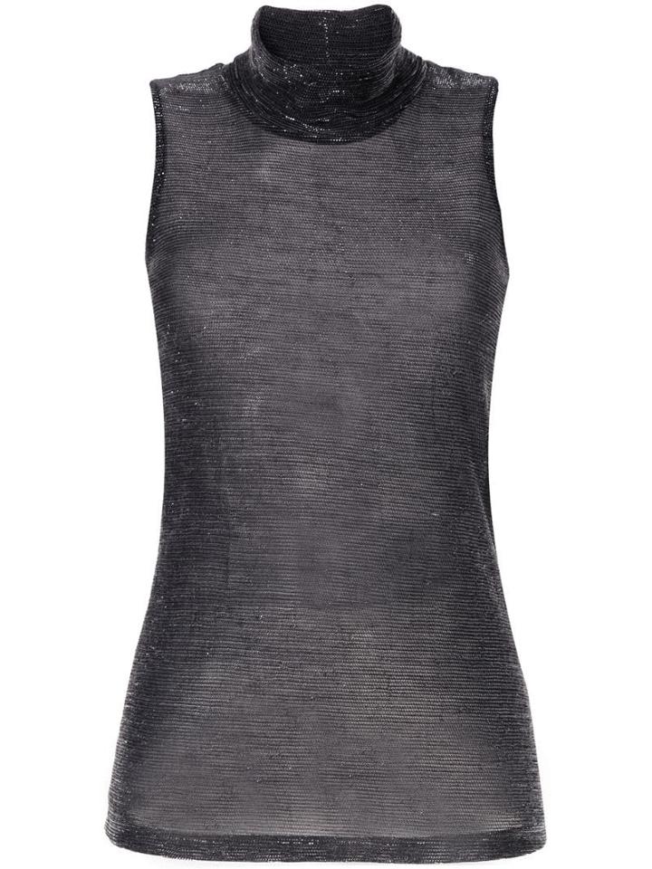 Dondup Roll-neck Sleeveless Top - Silver