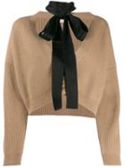 Red Valentino Cropped Cardigan With Tie Neck - Neutrals